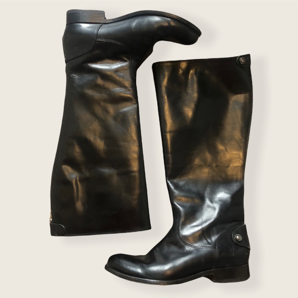 FRYE Women's Melissa Button Back Zip Up Black Boots 7